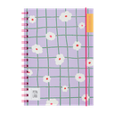 Pepa Lani notebook coloured wireo A5 Flower Purple checkers with daffodil 