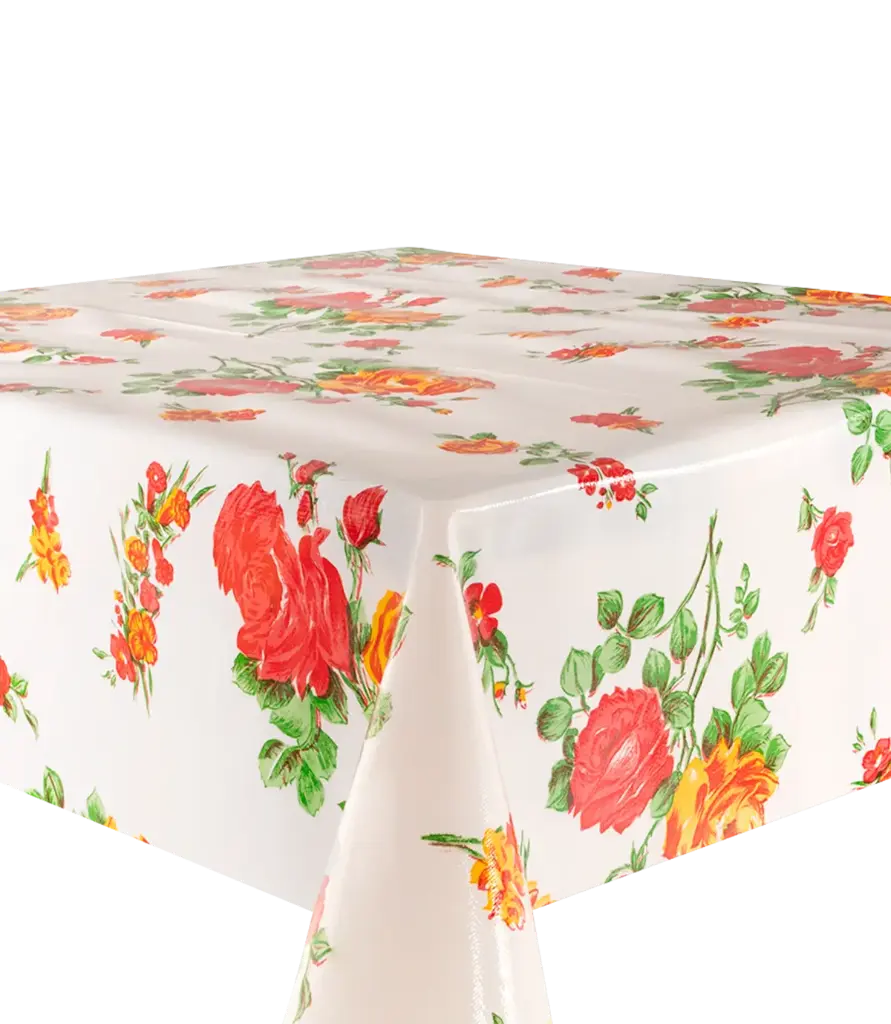 Kitsch Kitchen oilcloth Rosedal wit 10 cm  (1.20 wide)