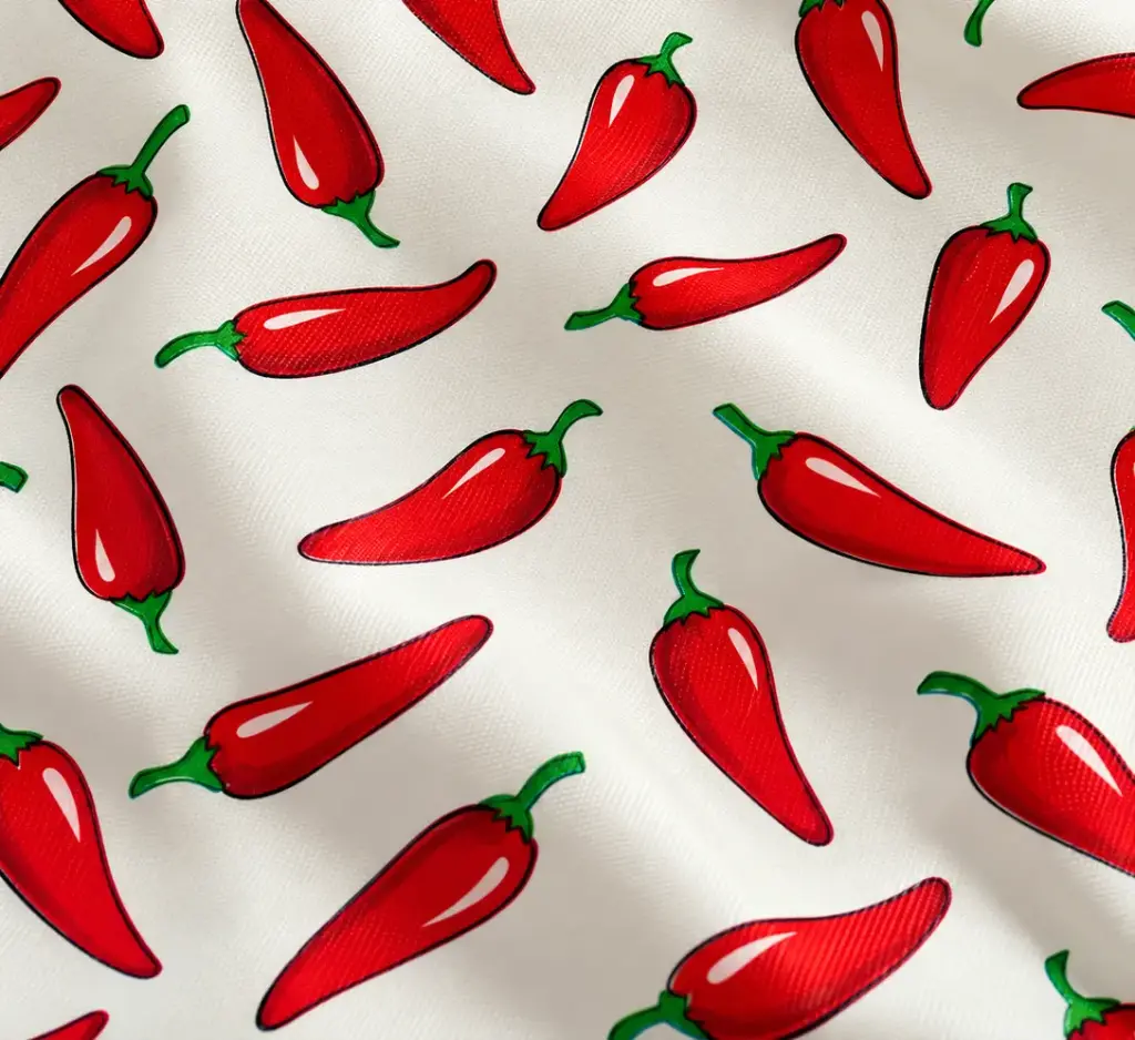 Kitsch Kitchen tafelzeil Chiles rood 10 cm (1,20 breed)