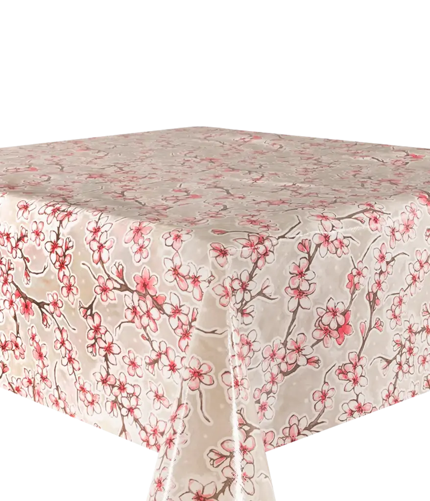 Kitsch Kitchen tafelzeil Cherry Blossom grijs 10 cm (1,20 breed)