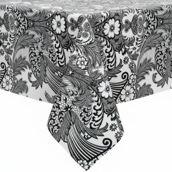 Kitsch Kitchen tafelzeil Paraiso zwart 10cm (1,20 breed)