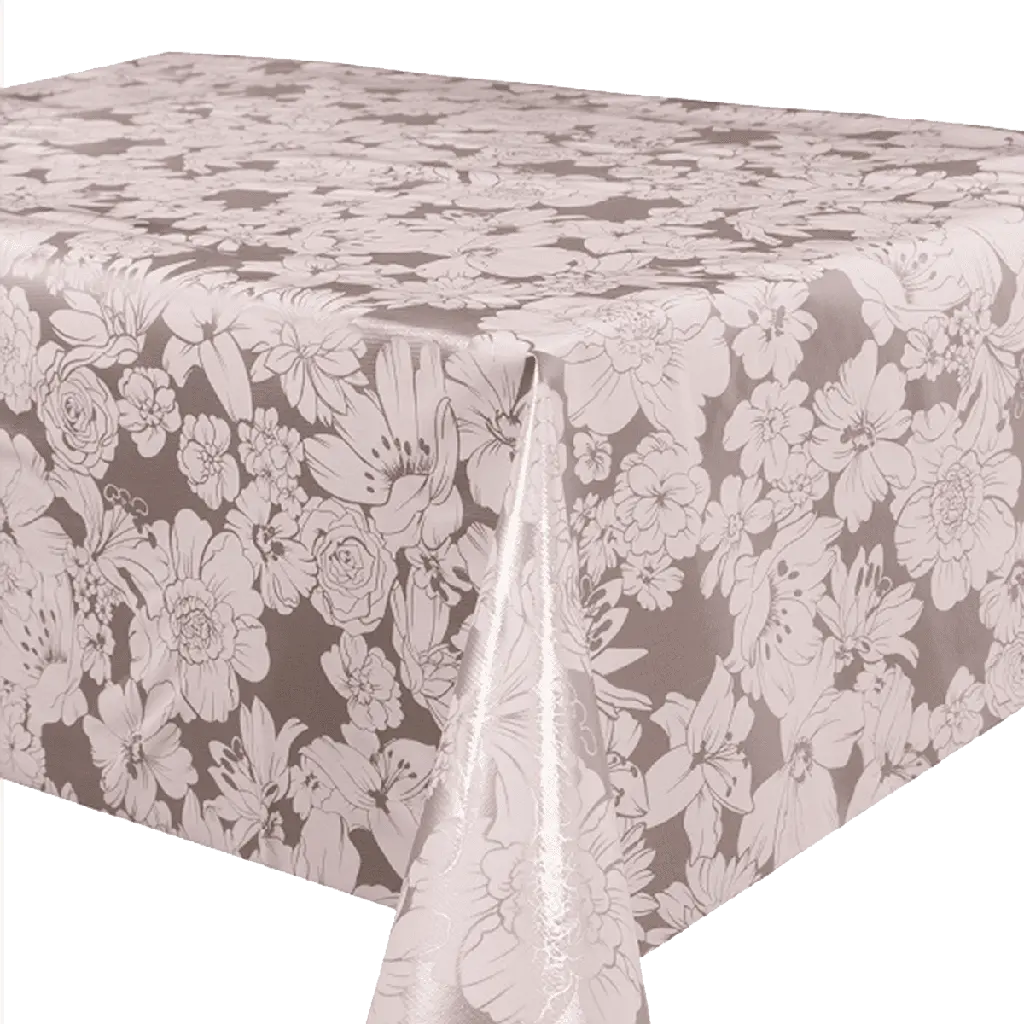Kitsch Kitchen tafelzeil White Flowers silver 10cm (1.20 wide)