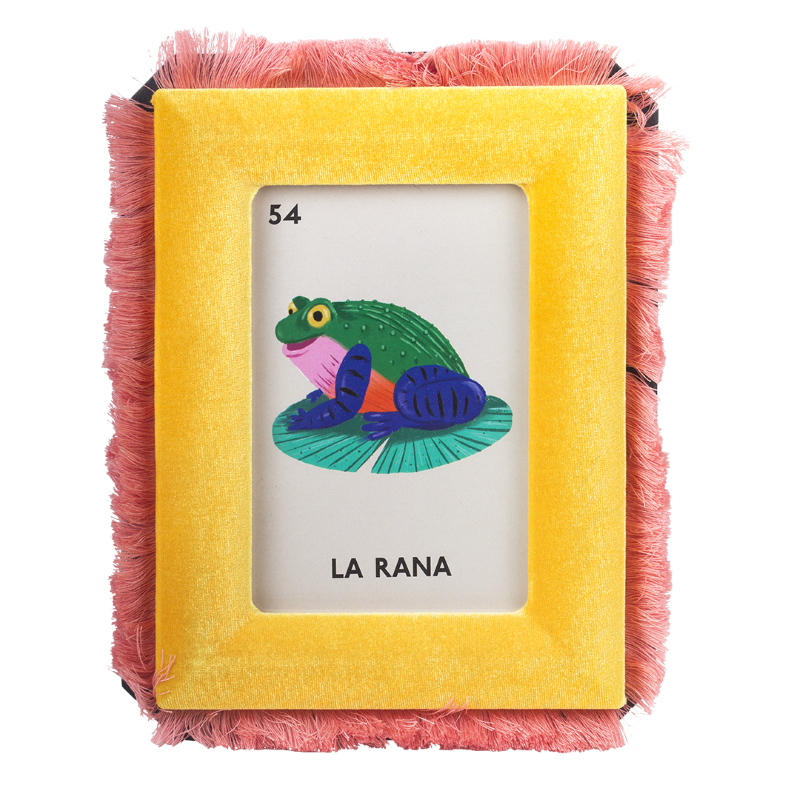 Kitsch Kitchen velvet fotolijst Loteria 10x15 cm geel