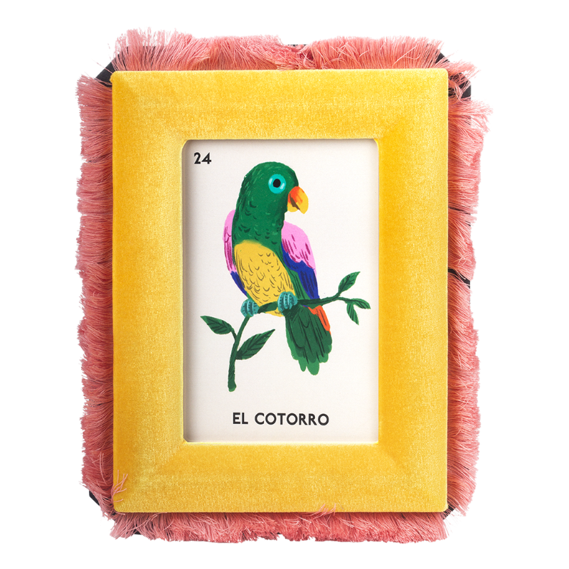 Kitsch Kitchen velvet fotolijst Loteria 13x18 cm geel