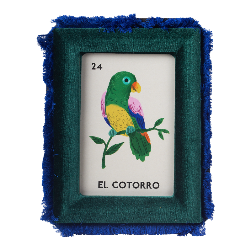 Kitsch Kitchen velvet photo frame Loteria 10x15 cm green