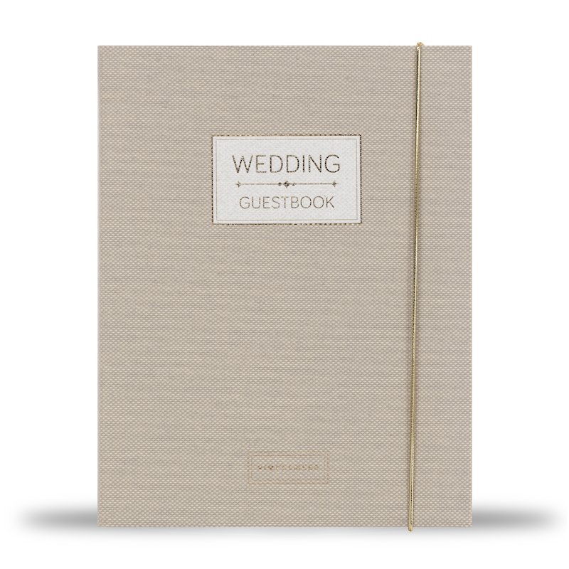 Pimpelmees wedding guestbook Mono Luxe edition linnen warm nude 