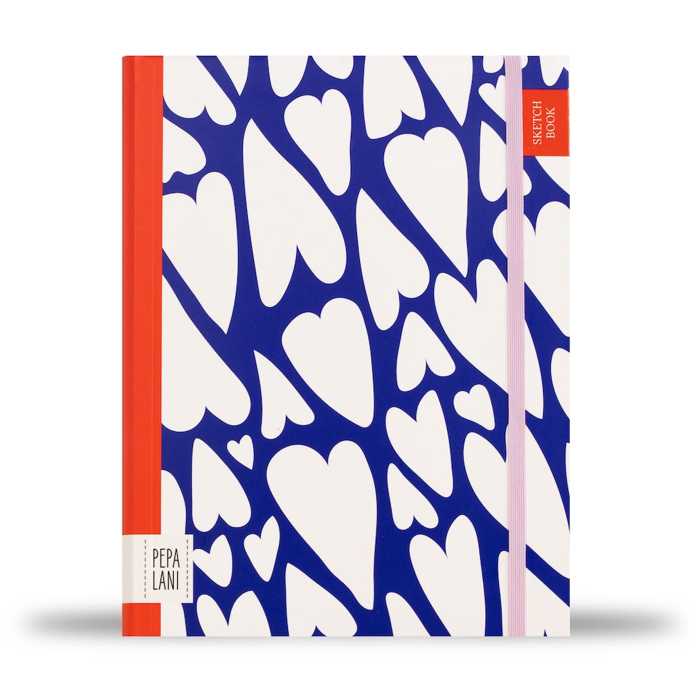 Pepa lani schets boek PRO Flower hearts big blauw 