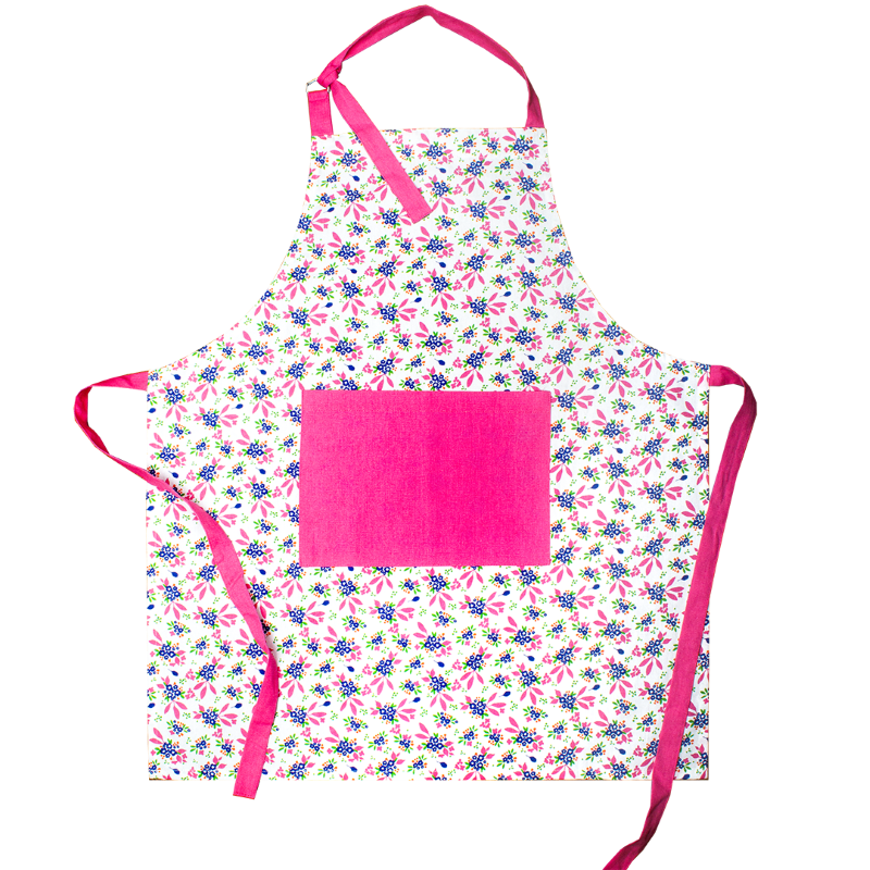 Kitsch Kitchen apron Mercado de Flores blue