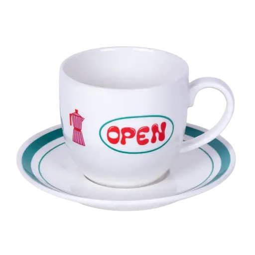 [KK.80030] Kitsch Kitchen cup and saucer El Restaurante la signora