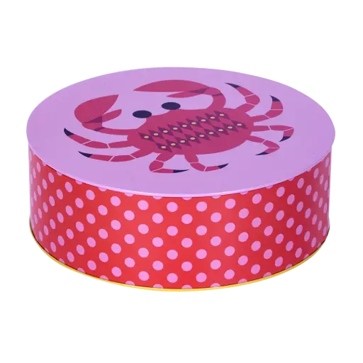 [KK.70094] Kitsch Kitchen round cookie tin Sealife crab dia 20x6.8cm