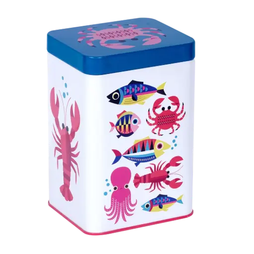 [KK.70137] Kitsch Kitchen voorraad blik Sealife crab/white sea 10x15cm