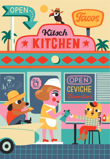 [KK.70107] Kitsch Kitchen theedoek El Restaurante la signora