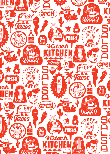 [KK.70108] Kitsch Kitchen theedoek El Restaurante mexican summer