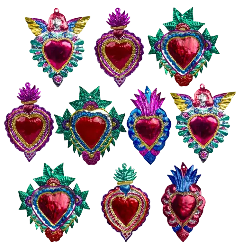 [KK.70142] Kitsch Kitchen Folclorico tin metal heart large 18cm