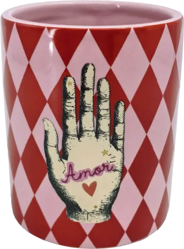[KK.70175] Kitsch Kitchen Kitsch Royale voorraadpot S diamonds rood/roze hand 