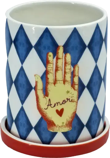 [KK.70176] Kitsch Kitchen Kitsch Royale voorraadpot Diamonds blauw/wit met onderzetter