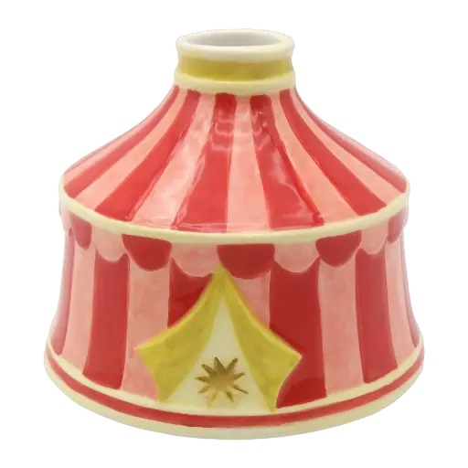 [KK.70182] Kitsch Kitchen Kitsch Royale kandelaar/mini vaas circus tent roze/rood 9x11cm
