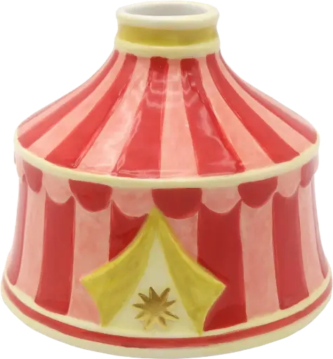 [KK.70182] Kitsch Kitchen Kitsch Royale kandelaar/mini vaas circus tent roze/rood 9x11cm
