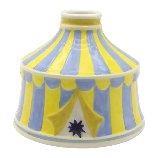 [KK.70183] Kitsch Kitchen Kitsch Royale candle holder/mini vase circus tent yellow/blue 9x11cm
