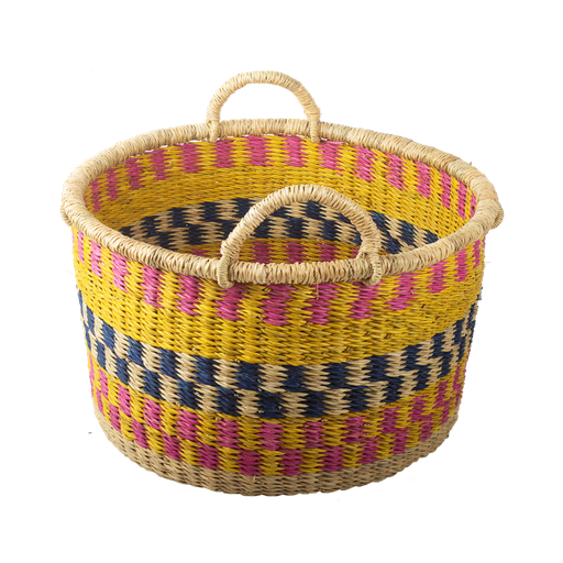 [KK.70034] Kitsch Kitchen basket elephant grass round yellow M