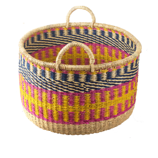 [KK.70035] Kitsch Kitchen basket elephant grass round yellow L