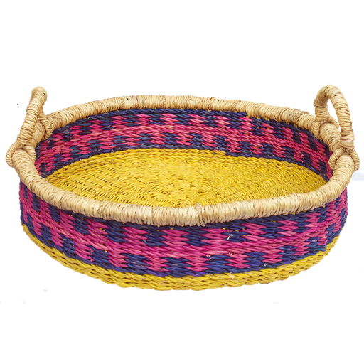 [KK.70036] Kitsch Kitchen fruit basket elephant grass round pink/blue