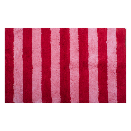 [KK.70045] Kitsch Kitchen badmat gestreept roze/rood  