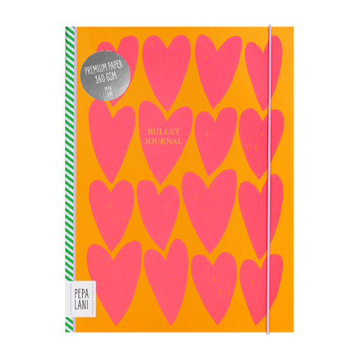 [PPL.40086] Pepa Lani bullet journal PRO Flower Pink on orange fancy hearts 