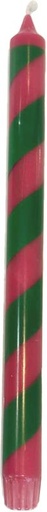 Kitsch Kitchen diner kaars roze/groen gestreept 30 cm (25u)