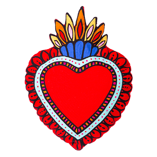 [HD0596] Kitsch Kitchen cushion Milagro heart red