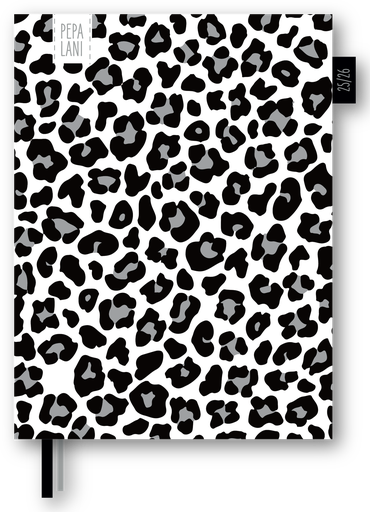 [PBW.25102] Pepa Lani school agenda A5 2025-2026 Black & White Leopard