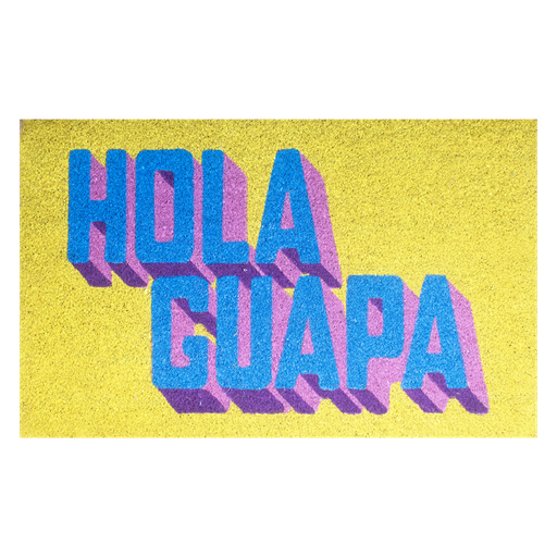 [KK.70055] Kitsch Kitchen deurmat Streetstyle Hola Guapa geel