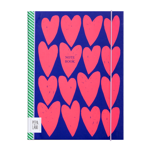 [PPL.40087] Pepa Lani notebook A5 Flower Pink on blue fancy hearts