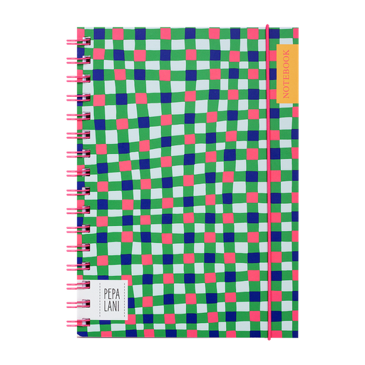 [PPL.40090] Pepa Lani notitieboek coloured wireo A5 Flower Checks on checks