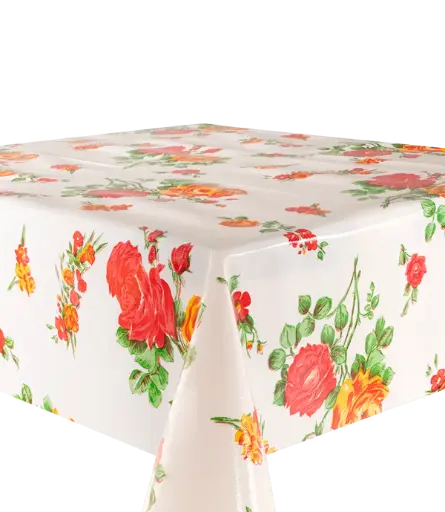 [TZ0121C] Kitsch Kitchen oilcloth Rosedal wit 10 cm  (1.20 wide)
