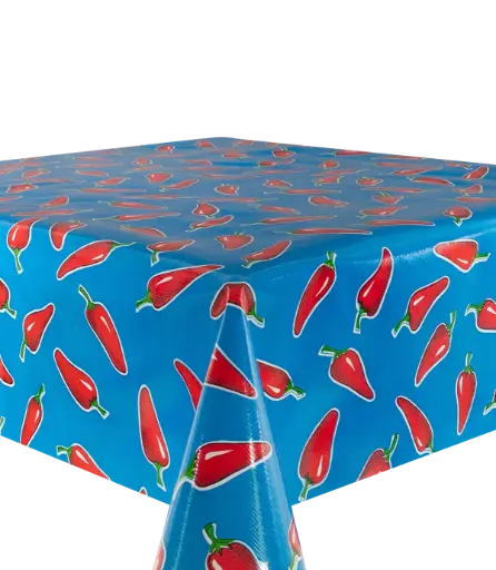 [TZ0193C] Kitsch Kitchen tafelzeil Chiles blauw 10 cm (1,20 breed)