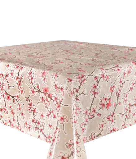 [TZ0222C] Kitsch Kitchen oilcloth Cherry Blossom grey 10 cm  (1.20 wide)