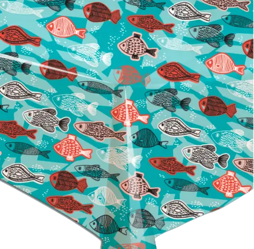 [TZ0339C] Kitsch Kitchen oilcloth Fish 10 cm (1.40 wide)