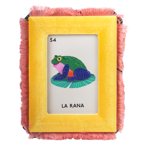 [KK.70027] Kitsch Kitchen velvet photo frame Loteria 10x15 cm yellow