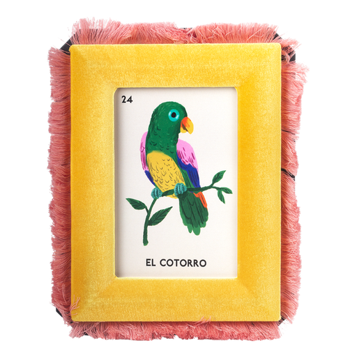 [KK.70028] Kitsch Kitchen velvet fotolijst Loteria 13x18 cm geel