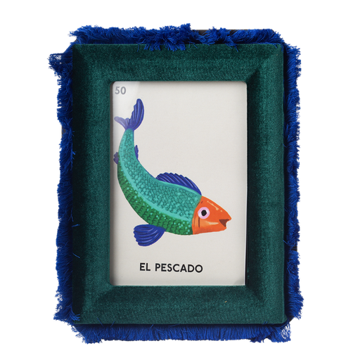 [KK.70030] Kitsch Kitchen velvet photo frame Loteria 13x18 cm green