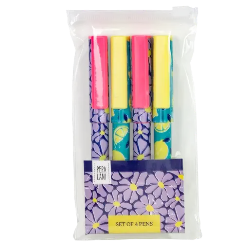 [PPL.40066.] Pepa Lani pen set / 4 Spring Flower & Fruity Retro lemon & flower