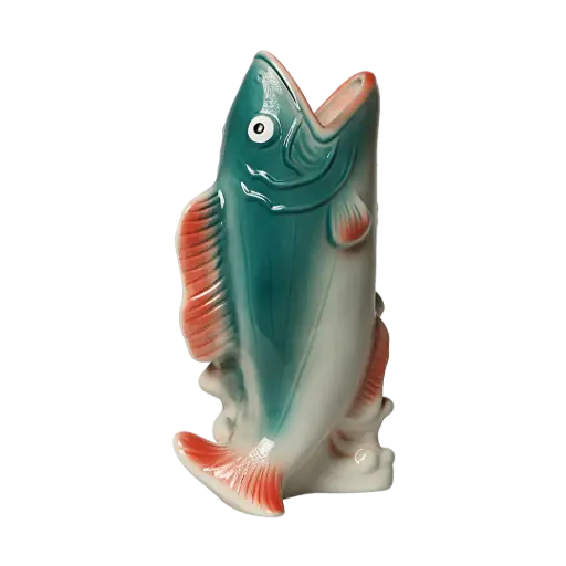 [HD0392] Kitsch Kitchen vase fish green/red
