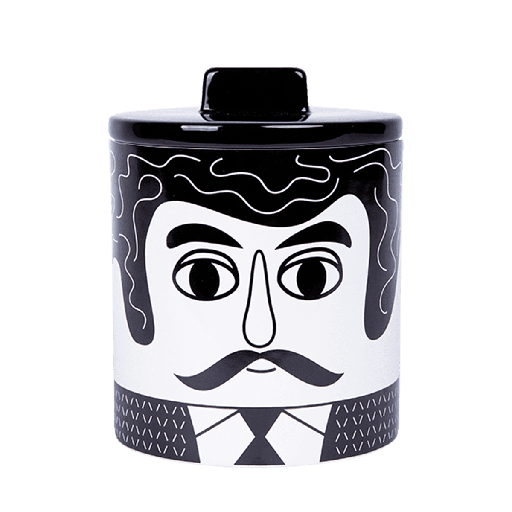 [HD0642] Kitsch Kitchen storage jar Carlos b/w