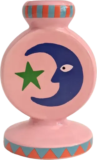 [KK.70116] Kitsch Kitchen candle holder Loteria La Luna pillar