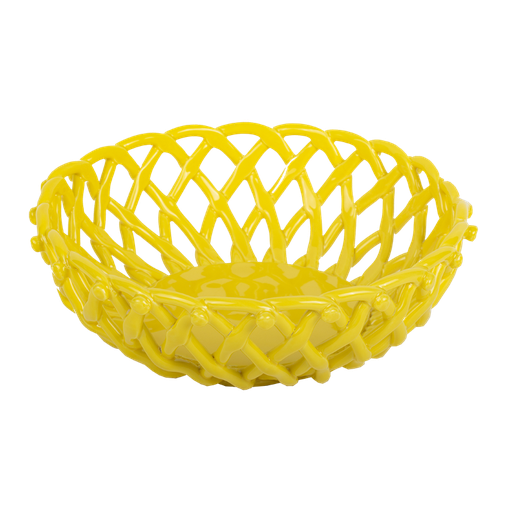 [KK.80026] Kitsch Kitchen mandje porselein rond Streetstyle geel L